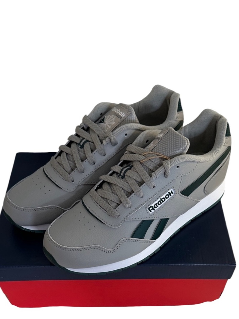 Reebok CL Harman Run Men's Running Sneakers Grey White Forest Green Size 9 New!